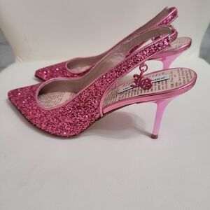 JOHN GALLIANO Women's Glitter Slingback Pumps In Pink Size 5/35